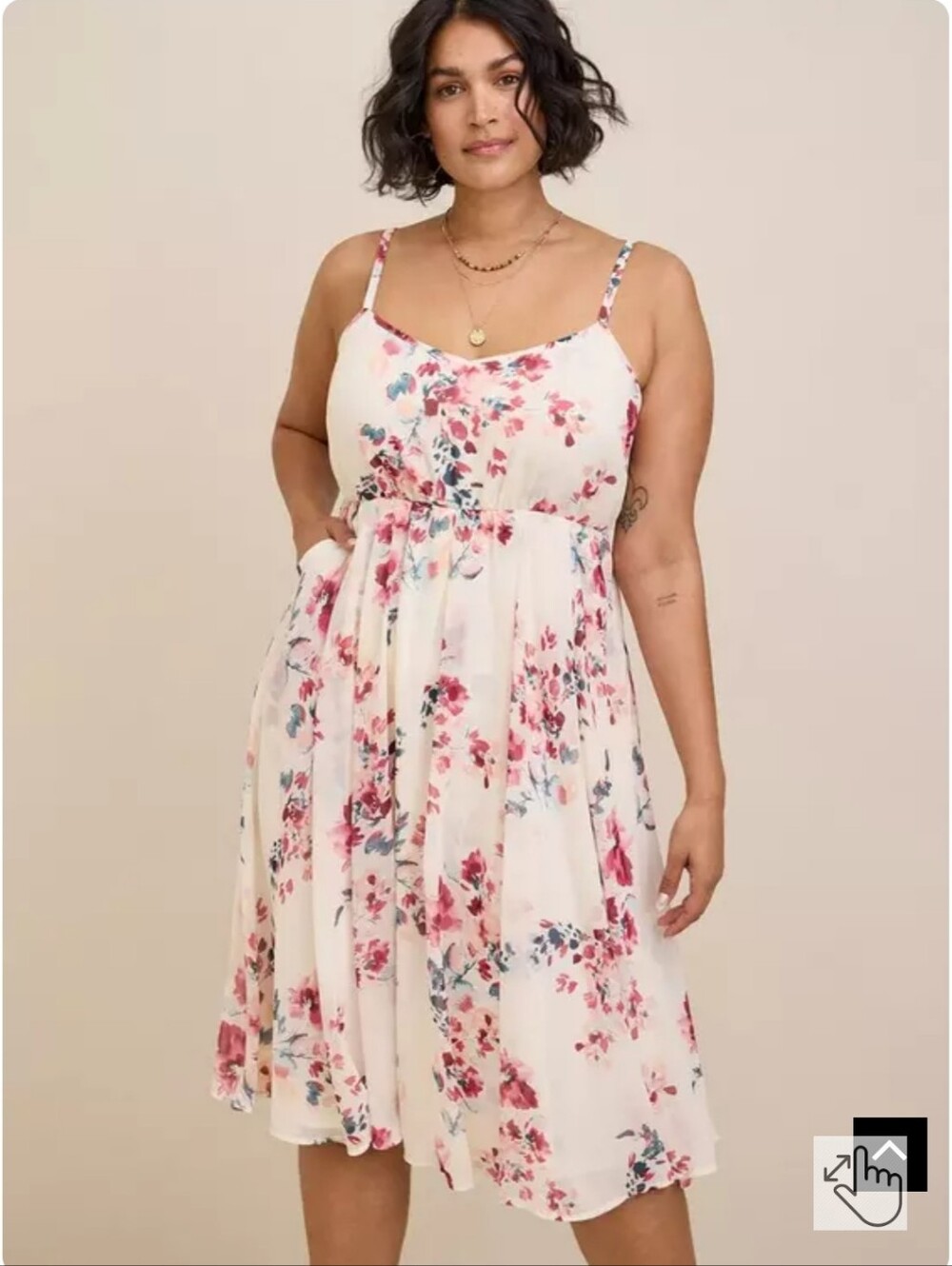 torrid White Midi Dress with Pink Floral Print